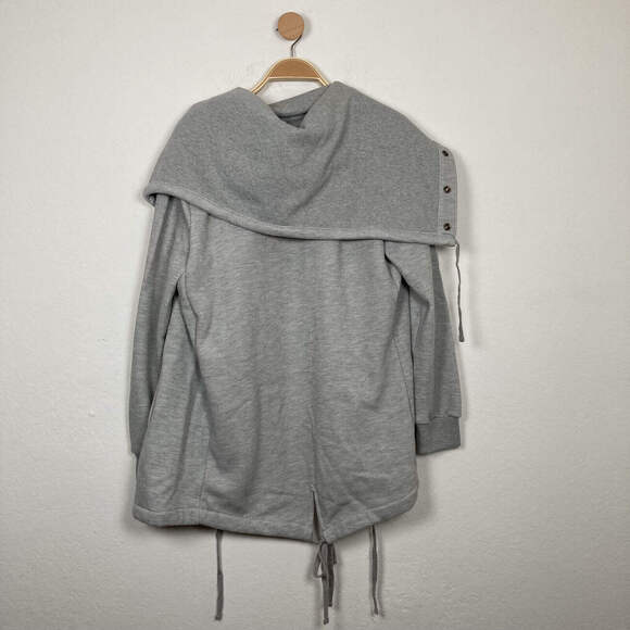 BLANK NYC WOMENS GRAY SALT & PEPPER FUNNEL NECK OPEN CARDIGAN SWEATER MEDIUM - Picture 3 of 11